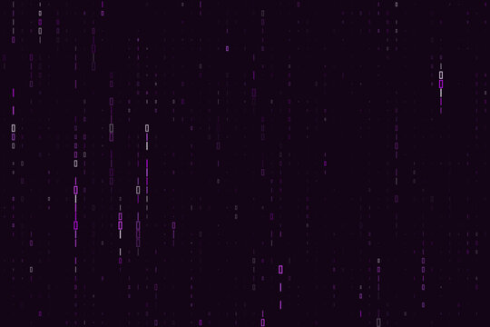 Abstract Digital Binary Code Background with Purple Data Streams for Cyber Security and Technology Concepts