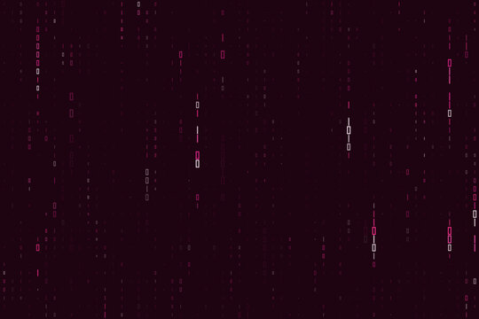 Abstract Binary Code Background with Pink and White Digital Data Streams for Cybersecurity and Technology Concepts