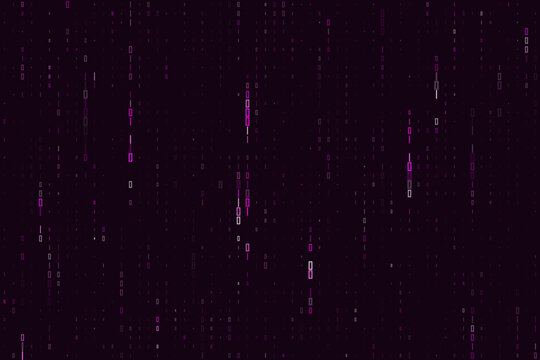Abstract Digital Binary Code Background with Purple Data Streams for Cyber Security and Technology Concepts
