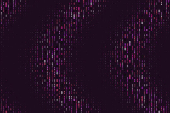 Abstract Binary Code Background with Digital Data Streams in Purple and Pink Tones for Technology Concepts