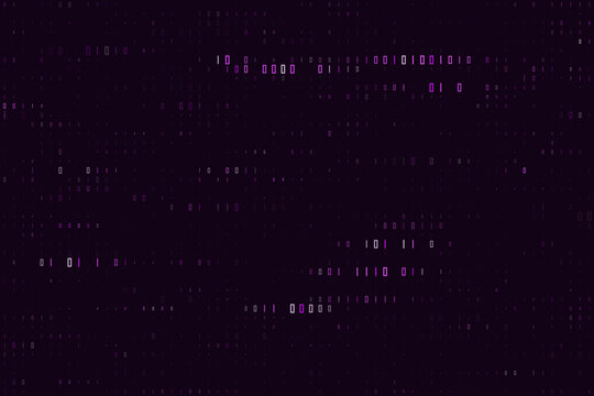 Abstract Digital Background with Glowing Purple Binary Code Data Stream for Cyber Security and Technology Concepts