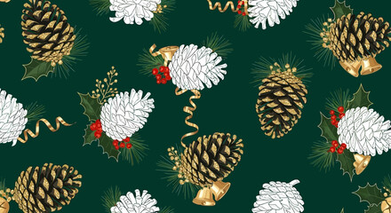Pinecones and festive decorations for holiday season. © Awaludin