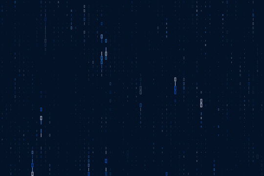 Digital Binary Code Rain Background with Falling Data Streams for Cyber Security and Technology Concepts