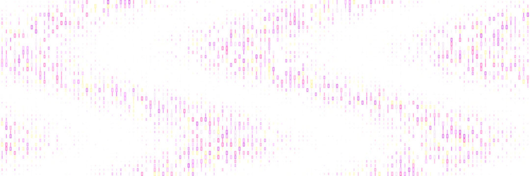Abstract Digital Data Stream Background with Vertical Binary Code Pattern in Purple and Yellow Gradient Colors