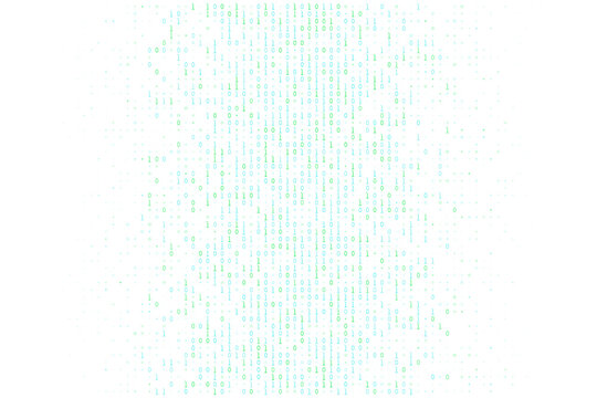 Abstract Binary Code Background with Green and Blue Digital Data Stream for Technology and Programming Concepts