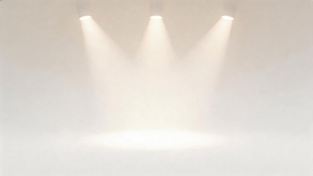 Three ceiling spotlights on white wall