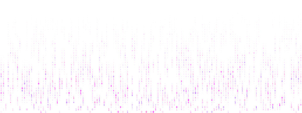 Abstract Digital Background with Falling Binary Code in Purple and Pink for Technology and Data Concepts