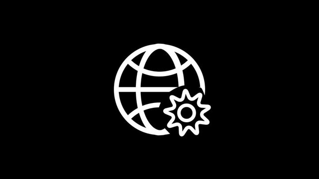 Minimalist black and white animated loading spinner with circular dots rotating around center