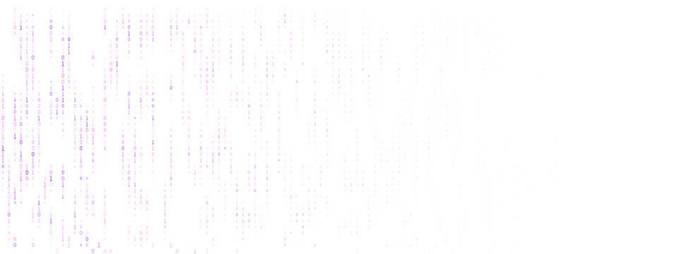 Abstract Digital Background with Falling Binary Code Streams in Purple and Pink for Technology and Data Concepts
