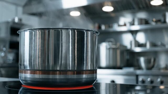 Medium shot highlighting a multilayer bonded stockpot base illustrating advanced heat diffusion layers for professionalgrade cooking performance