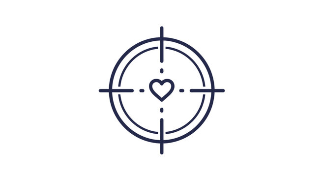 Heart shaped target symbol icon.