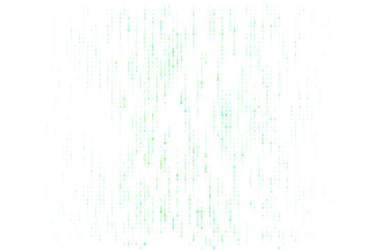 Digital Binary Code Rain Background with Falling Green and Blue Numbers for Technology and Cyber Security Concepts