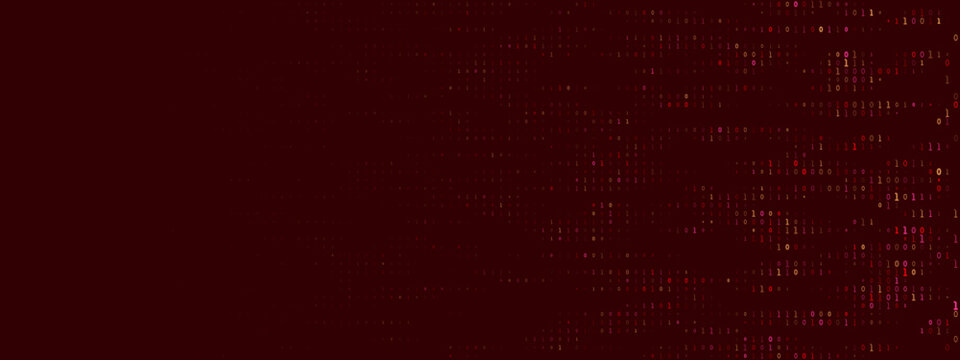 Abstract Binary Code Background with Red Digital Data Stream for Cybersecurity and Technology Concepts
