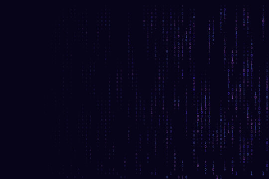 Digital Binary Code Rain Background with Falling Data Streams for Cyber Security and Technology Concepts