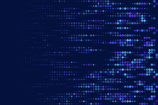 Abstract Digital Data Stream Background with Blue and Purple Pixelated Diamond Pattern for Technology Concepts