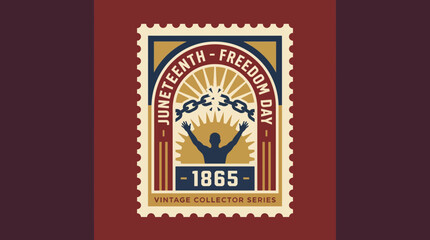 Juneteenth Vintage Stamp Collector Design with Freedom Imagery © Bima