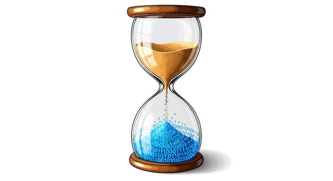 Hourglass with Binary Code Vector Illustration