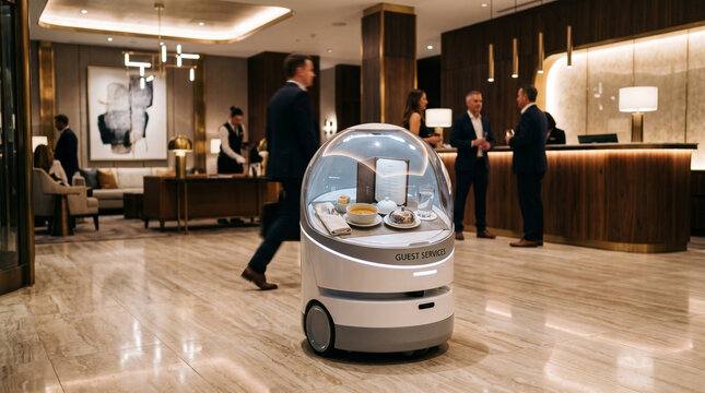 Service Robot Delivering Beverages in Hotel Lobby