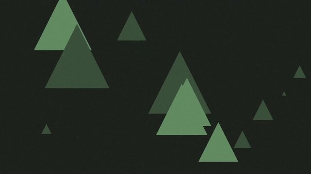 Abstract green triangles move upward in dynamic geometric animation for creative backgrounds.