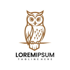 Obraz premium A minimalist illustration of an owl perches calmly on a branch.