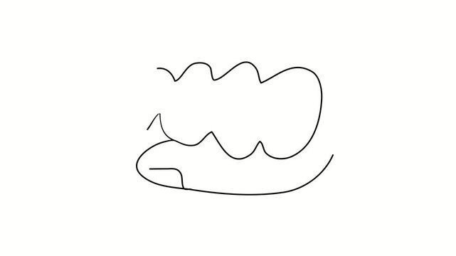 Hand clenched into a fist, aggression. Contour drawing, silhouett animation. Continuous line. Isolated on white. Video 4k object illustration self-drawing. Object construction. Minimalist continuous l