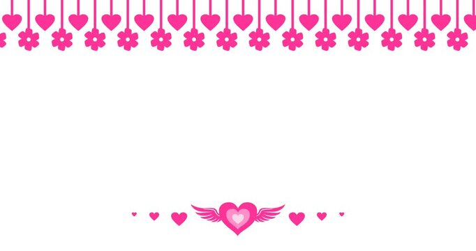 Copy space background animation with white pink valentine's day ornament decoration