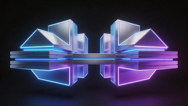 Symmetrical neon geometric structures