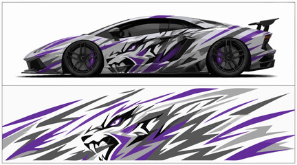 Racing Car with Purple Decal Design. © IP STOCK