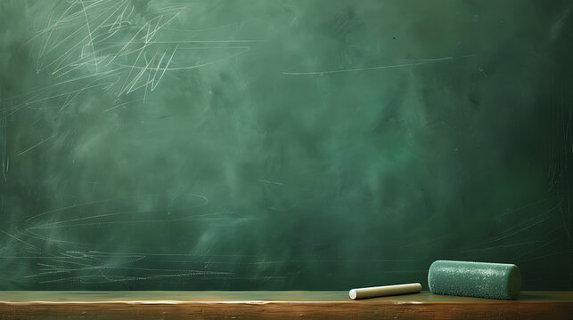 Realistic green school chalkboard texture offering large blank text space for back to school season online course promotional poster