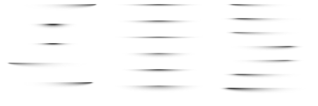 Set of Horizontal Drop Shadows for Web Design and UI Elements Isolated on White Background