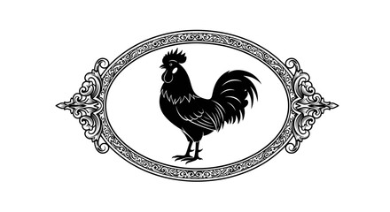 Black Rooster in Oval Frame 1. © Nb