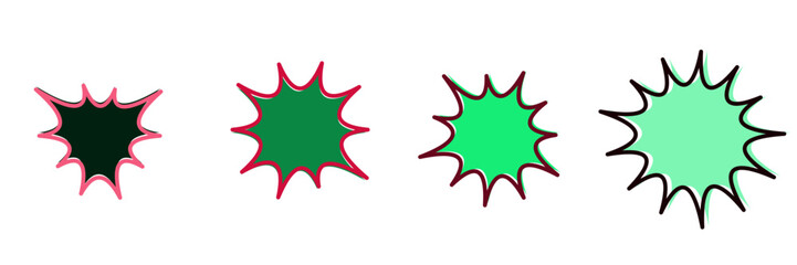 Green Starburst Explosion Shapes Set for Comic Book Graphics and Sale Promotion Banners © SimpleDesignStudio