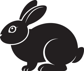Obraz premium Black rabbit silhouette vector illustration of a sitting bunny animal icon on white background