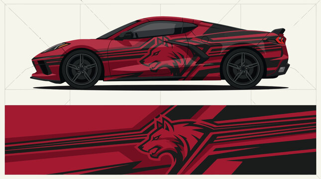 Red Sports Car Side View Profile.