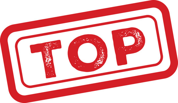 Red rubber stamp with top text for approval and priority