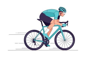 Fototapeta premium Illustration of a professional cyclist riding a road bike at high speed