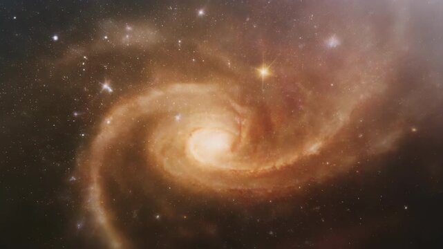 Stunning Spiral Galaxy Swirling Through Deep Space with Stars.