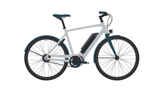 A modern electric bicycle illustration on a white background.