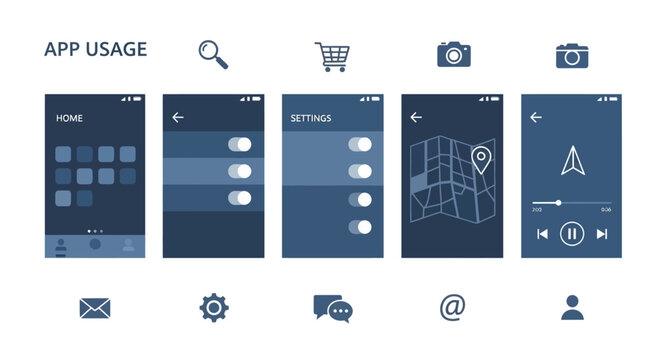 App usage and interface elements illustration