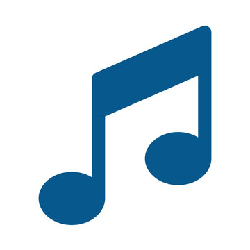 Blue eighth note musical symbol isolated on transparent background