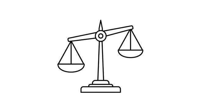 Justice balance scale icon symbol on white background