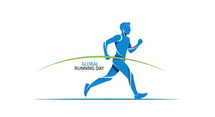 Fototapeta premium Blue silhouette of a running athlete in motion.