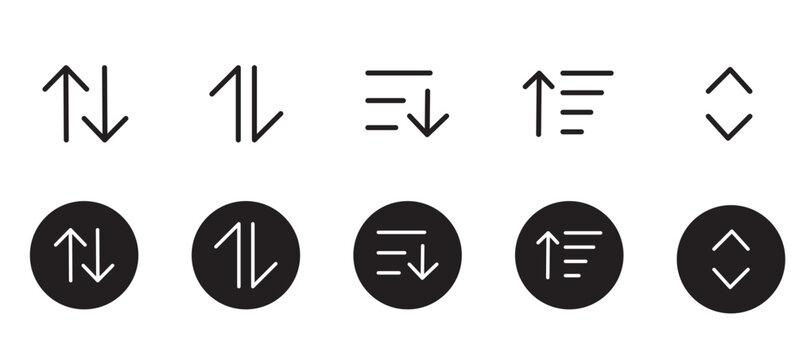 Sort arrows icon direction symbol. Arrange filter collection . Ordered lists filter collection. Line vector icon . Vector illustration