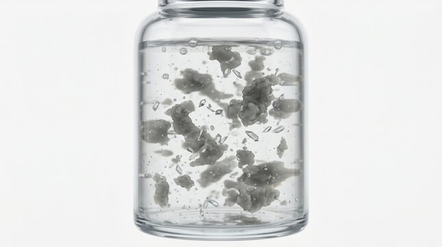3D Microscopic Diagram of Poor Compounded Peptide Powder and Impurities