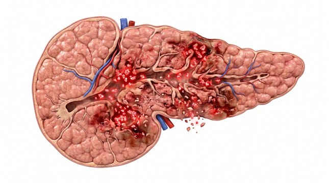3D Cross-Section of Acute Pancreatitis and Pancreatic Self-Digestion