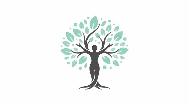 Minimalist Human Tree Logo Vector Graphic Design For Commercial Use