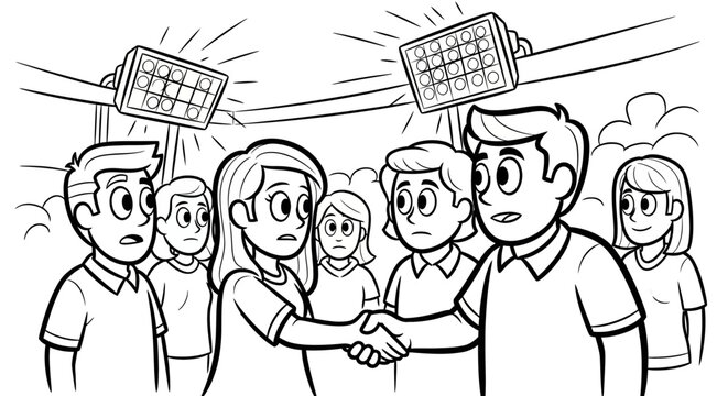 Teamwork and partnership under intense digital pressure illustration.