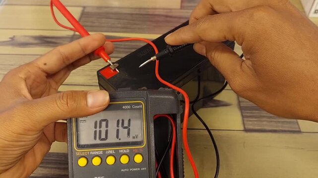 Check battery voltage using  digital multimeter