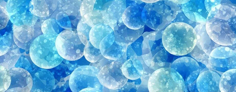 Blue water drops create serene liquid texture countless blue droplets adorn tranquil blue surface