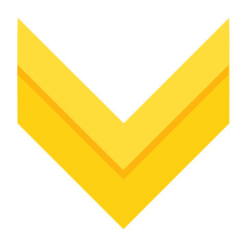 Yellow downward arrow icon with orange accent